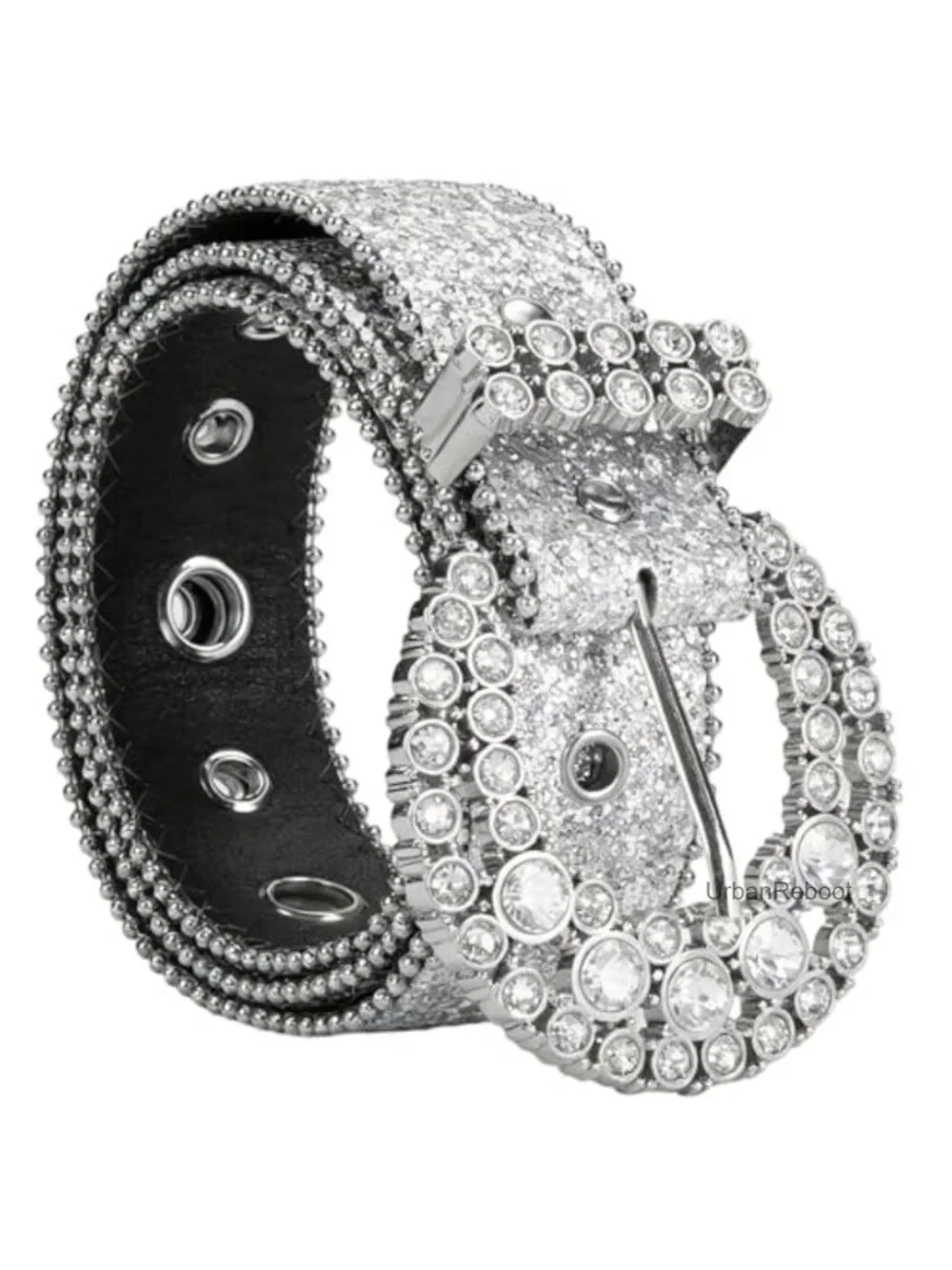 Sequin PU Leather Rhinestone Western Belt for Women Sparkly Cowgirl Waist Strap